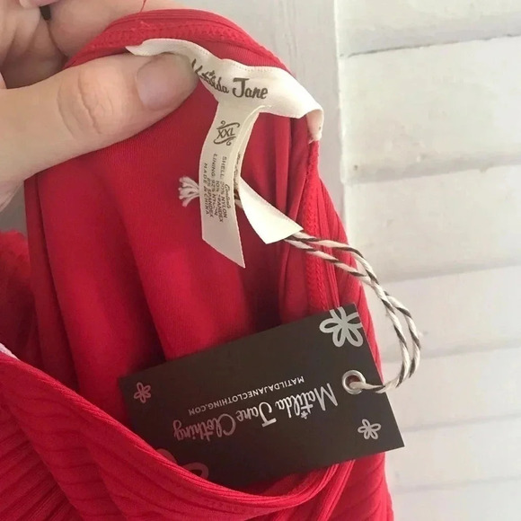 Matilda Jane Poolside Party retro red swimsuit NWT halter style size XXL - Picture 7 of 8